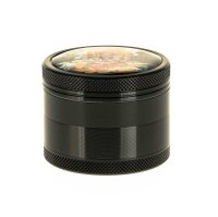 Black Leaf Pollinator Grinder mit Bild - Ganesha - D 50 mm H 40 mm - Schwarz