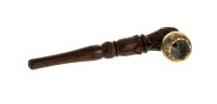 Holzpfeife/Purpfeife - geschnitzt L 12,5 cm mit Steinkopf - Braun