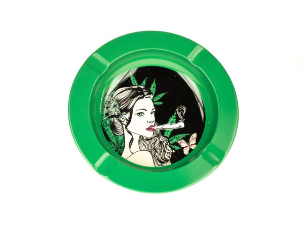 Metall-Aschenbecher - Mary Jane - D 13,5 cm - Grün