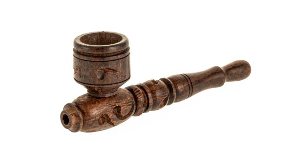 Holzpfeife/Kawumm L 10 cm Schraubkopf, geschnitzt - Braun