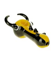 G-Spot Glaspfeife 10 cm Käfer mit Hörnern - gelb/schwarz Nr.41