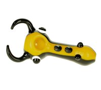 G-Spot Glaspfeife 10 cm Käfer mit Hörnern - gelb/schwarz Nr.41