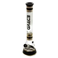 Grace Glass Glasbong 18,8er auf 14,5er - Beaker Classic Black - H 45 cm D 50 mm WS 7 mm - Schwarz/Weiß