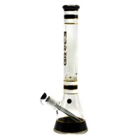 Grace Glass Glasbong 18,8er auf 14,5er - Beaker Classic Black - H 45 cm D 50 mm WS 7 mm - Schwarz/Weiß
