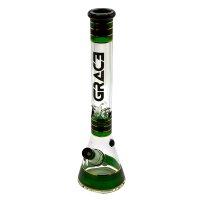 Grace Glass Glasbong 18,8er auf 14,5er - Beaker Classic Green - H 45 cm D 50 mm WS 7 mm - Grün/Schwarz