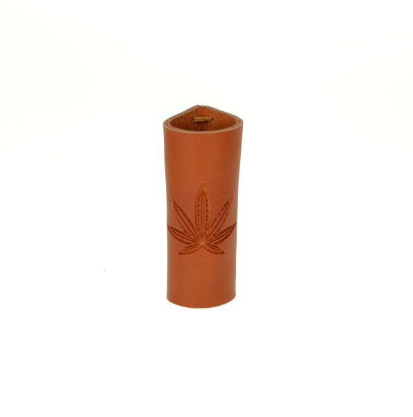 Lederhülle/Cover für Clipper - geprägt - Leaf It (Hanfblatt)