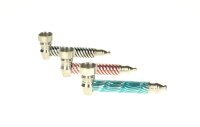 Purpfeife aus Metall - L 8 cm - Silberne Muster gemischt - ink. 1x Sieb