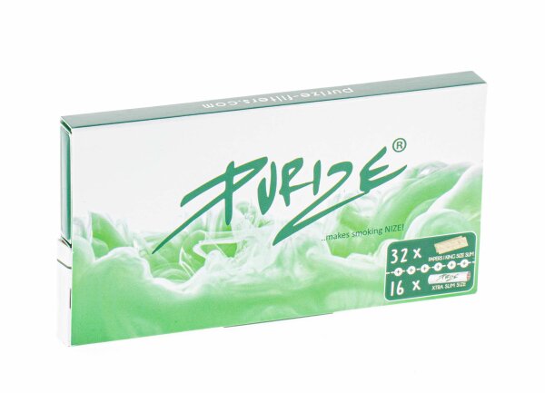 Purize - unbleached- King Size Slim 32 Blättchen + 16 Aktivkohlefilter Xtra Slim
