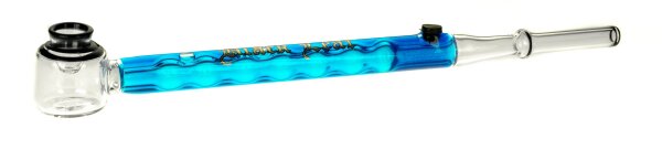 Black Leaf Glaspfeife/Glasvaporizer 2tlg. - L 28 cm Farbe: Rot/Blau - ink. Glassieb