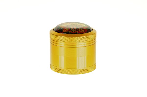 Black Leaf Pollinatorgrinder 4tlg - Mandala - D 50 mm H 48 mm - Amber/Gold