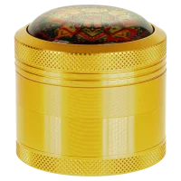 Black Leaf Pollinatorgrinder 4tlg - Mandala - D 50 mm H 48 mm - Amber/Gold