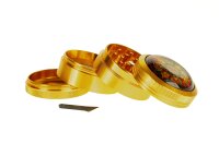 Black Leaf Pollinatorgrinder 4tlg - Mandala - D 50 mm H 48 mm - Amber/Gold