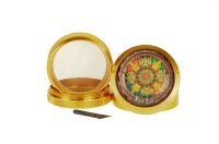 Black Leaf Pollinatorgrinder 4tlg - Mandala - D 50 mm H 48 mm - Amber/Gold