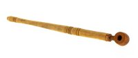 Purpfeife aus Olivenholz mit Bruyerkopf L 22,8 cm