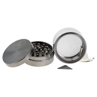Black Leaf Pollinatorgrinder - 4tlg. mit Auswurf - D 63 mm H 67 mm - Grau