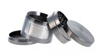 Black Leaf Pollinatorgrinder - 4tlg. mit Auswurf - D 63 mm H 67 mm - Grau
