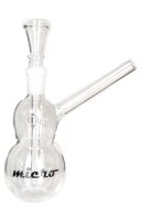 Micro Glasbong 14,5er - Doppelbauch - H 14 cm - Zugrohr seitlich