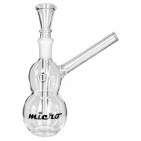 Micro Glasbong 14,5er - Doppelbauch - H 14 cm - Zugrohr seitlich