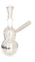 Micro Glasbong 14,5er - Doppelbauch - H 14 cm - Zugrohr seitlich