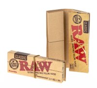 RAW Classic Connoisseur - unbleached - 1 1/4 - 32 Blättchen + 32 Filtertips