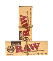 RAW Classic Connoisseur - unbleached - 1 1/4 - 32 Blättchen + 32 Filtertips