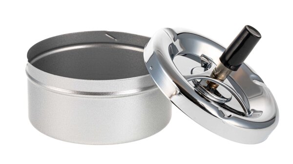 Schleuder Aschenbecher D 11 cm H 5 cm Silber Metallic