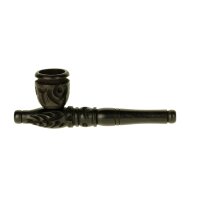 Holzpurpfeife - mit Kickloch - geschnitzt L 10,5 cm - Dunkel/Schwarz