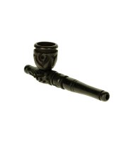 Holzpurpfeife - mit Kickloch - geschnitzt L 10,5 cm - Dunkel/Schwarz