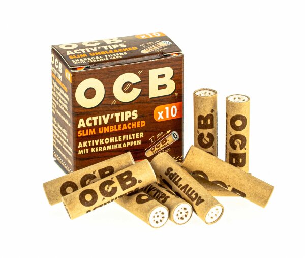 OCB Activ Tips - Aktivkohlefilter 7 mm - Unbleached - 10er