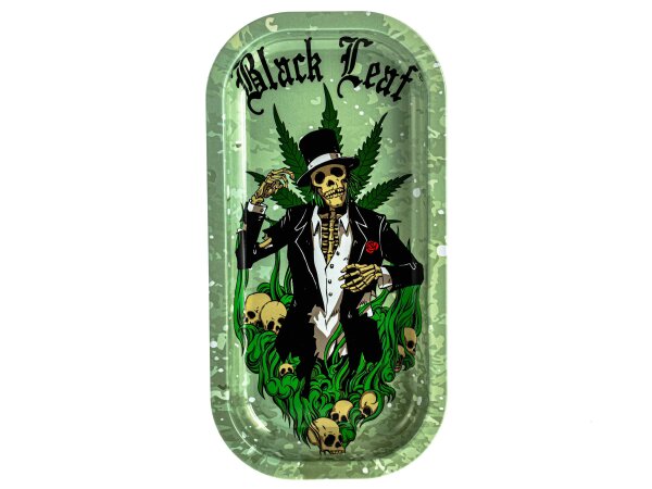 Black Leaf Rolling Tray - Hempmaster - 20,6x10,5x1,8 cm - Mini