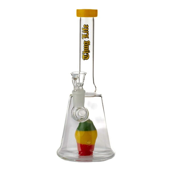 Thug Life Glasbong - 14,5er Percolator + Bauch - H 21 cm D 25 mm - Bunte/Gelbe Farbakzente