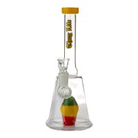 Thug Life Glasbong - 14,5er Percolator + Bauch - H 21 cm D 25 mm - Bunte/Gelbe Farbakzente