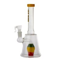 Thug Life Glasbong - 14,5er Percolator + Bauch - H 21 cm D 25 mm - Bunte/Gelbe Farbakzente