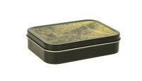 Metalldose - Leaves - 112x82x26 mm - Schwarz mit Aufkleber