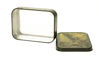 Metalldose - Leaves - 112x82x26 mm - Schwarz mit Aufkleber