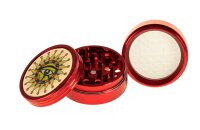 Black Leaf Pollinator Grinder mit Bild - Horus Eye - D 50 mm H 40 mm - Rot