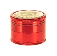 Black Leaf Pollinator Grinder mit Bild - Horus Eye - D 50 mm H 40 mm - Rot