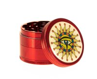 Black Leaf Pollinator Grinder mit Bild - Horus Eye - D 50 mm H 40 mm - Rot
