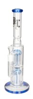 Black Leaf Glasbong 18,8er - 2x 8 Arm Baum-Percolator - H 35,5 cm D 60/39 mm - Blau - ICE