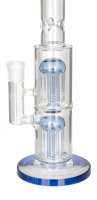 Black Leaf Glasbong 18,8er - 2x 8 Arm Baum-Percolator - H 35,5 cm D 60/39 mm - Blau - ICE