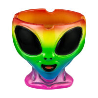 Alien Kopf Aschenbecher, mit Fuß, bunt - D 9 cm