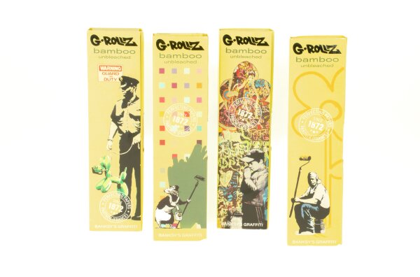 G-Rollz - unbleached - Banksys Graffiti Bambus - King Size Slim - 50 Blättchen + 50 Filtertips
