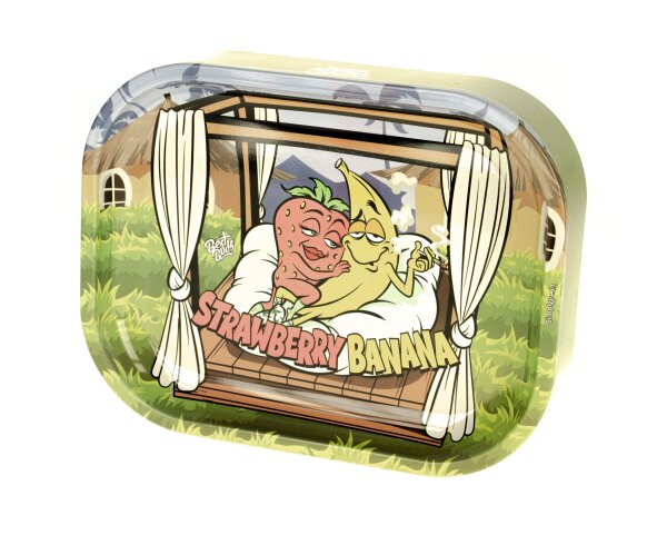 Best Buds - Metallbox mit Rolling Tray als Deckel - Strawberry Banana - 14x18x5 cm