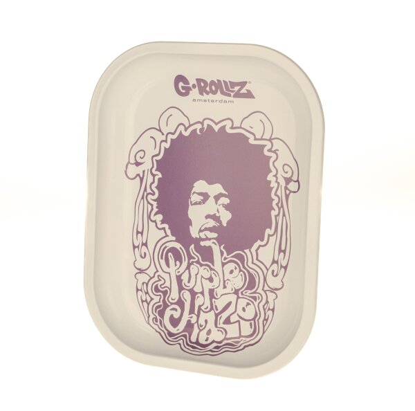 G-Rollz Rolling Tray - Purple Haze (Jimy Hendrix) Weiß/Lila - 14x18 cm - Mini