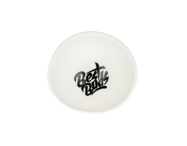 Best Buds - Silikonschale - Weiß mit schwarzen Best Buds Schriftzug - D 7 cm