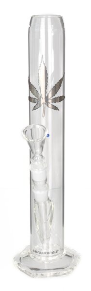 BamBamBhole Glasbong "Gerade mit Blatt" H 39 cm NS 18,8
