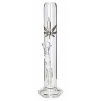 BamBamBhole Glasbong "Gerade mit Blatt" H 39 cm NS 18,8