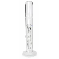 BamBamBhole Glasbong "Gerade & sandgestrahltes Blatt" H 39 cm D 55 mm NS 18,8
