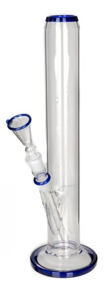 BamBamBhole Glasbong Zylinder mit blauem Rand D 40 mm H 40 cm NS 18,8