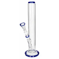 BamBamBhole Glasbong Zylinder mit blauem Rand D 40 mm H 40 cm NS 18,8